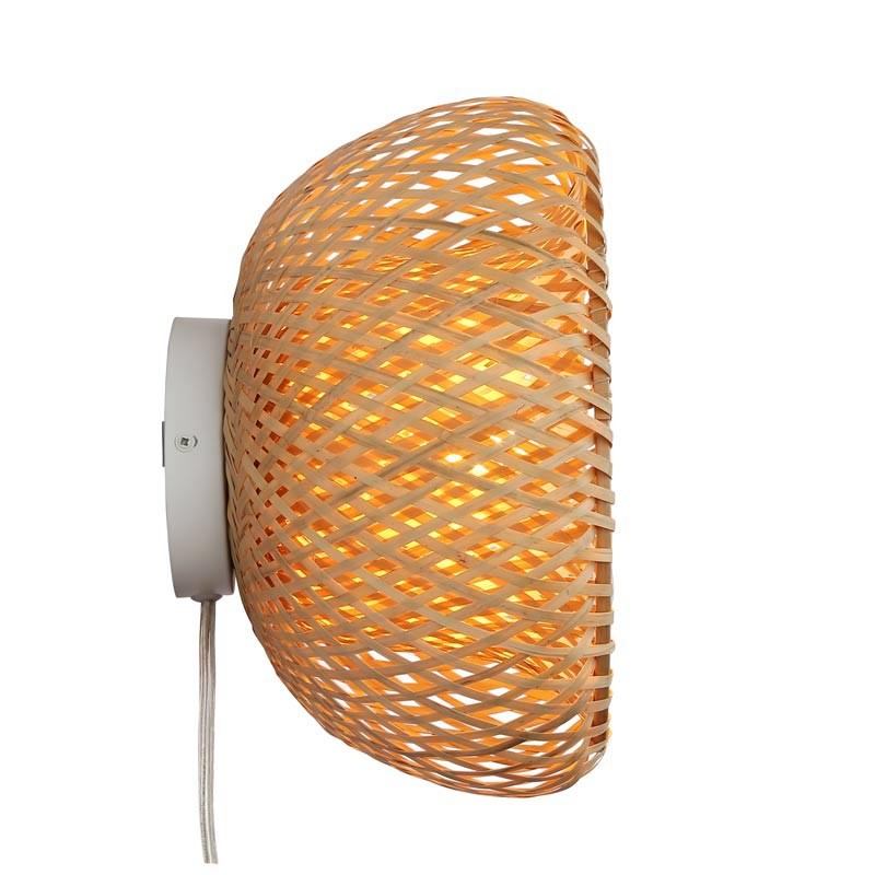 Wicker wall lamp with plug "Round".