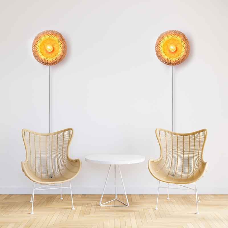 Wicker wall lamp with plug "Round".
