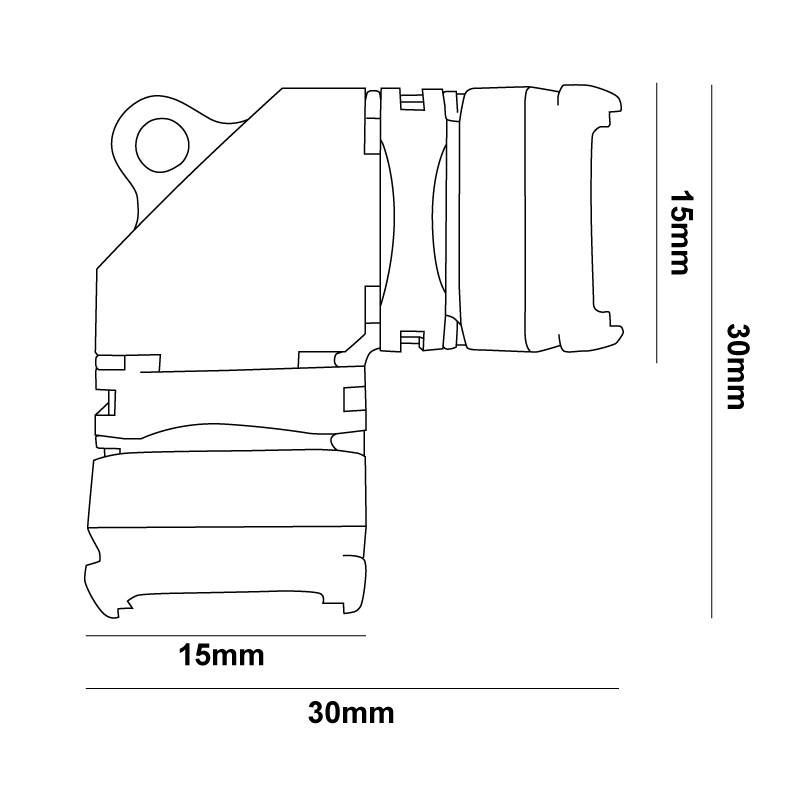 "L" corner connector for single color COB LED strip 12V/24V - 2 pins - 10mm strip