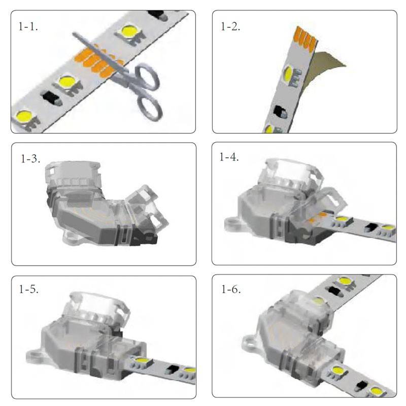 "L" corner connector for single color COB LED strip 12V/24V - 2 pins - 10mm strip