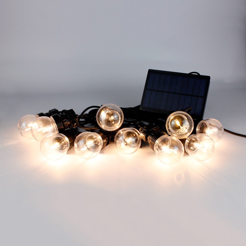 8 meter solar panel LED garland with 10 integrated bulbs