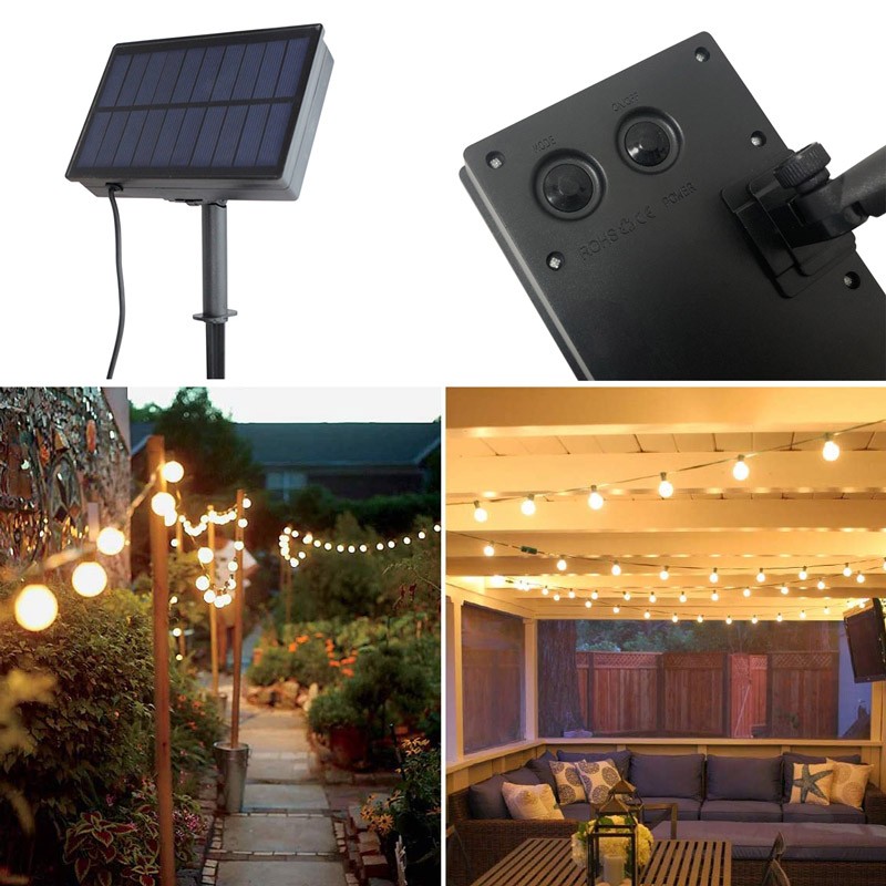8 meter solar panel LED garland with 10 integrated bulbs