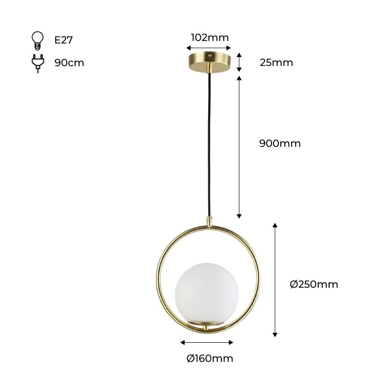 Crystal ball pendant lamp "KATE" - E27
