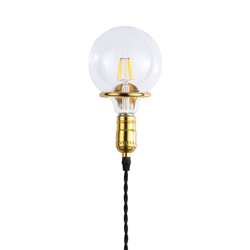 Gold Interior Wall Sconce with Socket and Switch for Bedroom, Staircase, Desk
