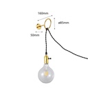 Gold Interior Wall Sconce with Socket and Switch for Bedroom, Staircase, Desk
