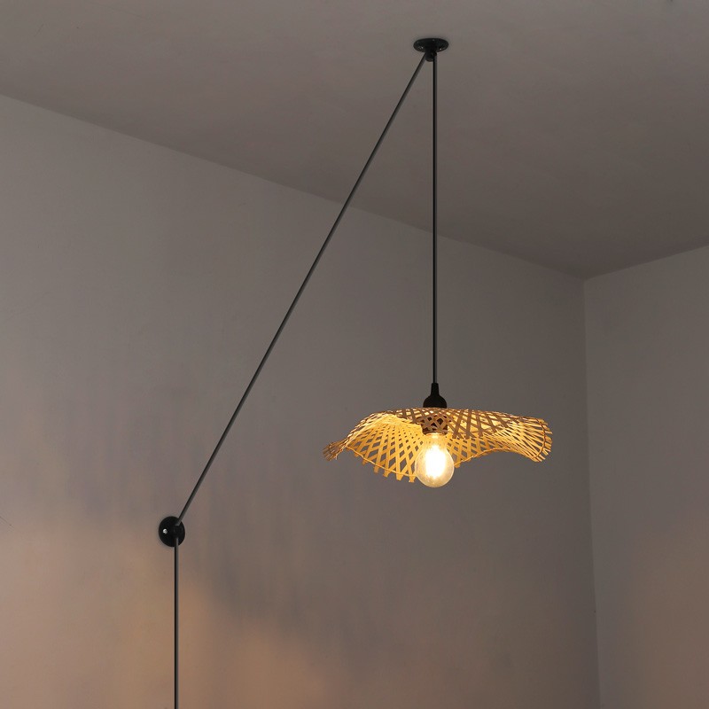 Wicker pendant lamp with cable "ALINA".