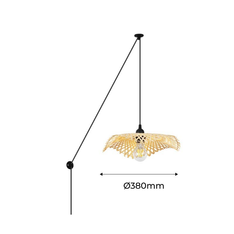 Wicker pendant lamp with cable "ALINA".