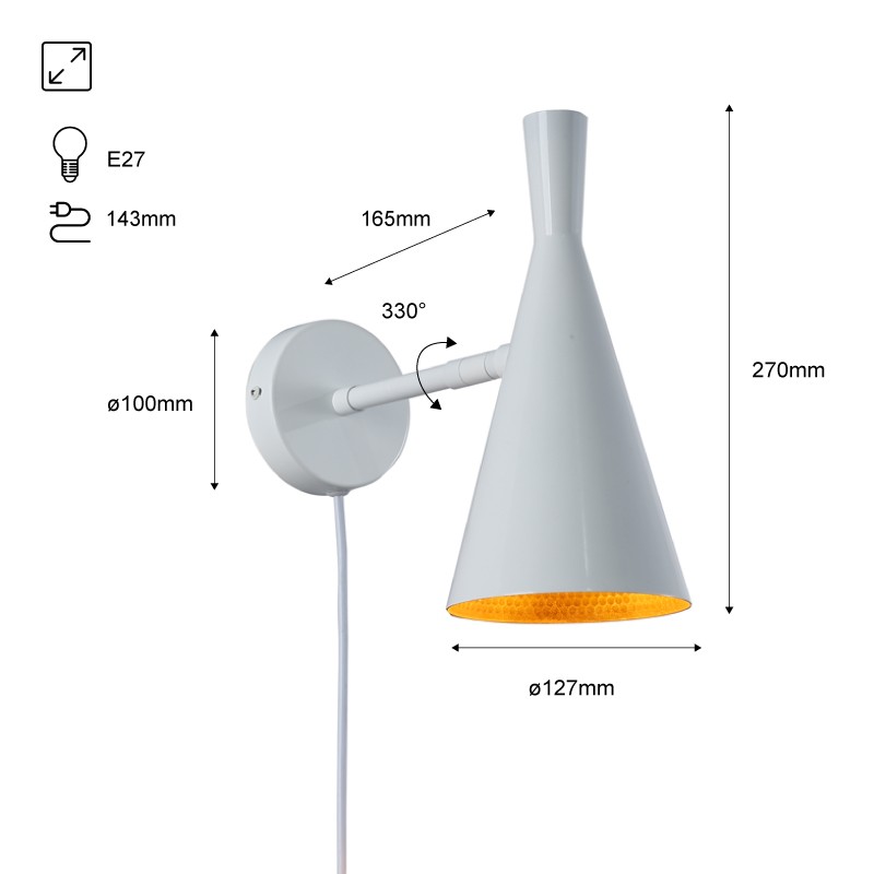 Plug-in adjustable wall light - E27