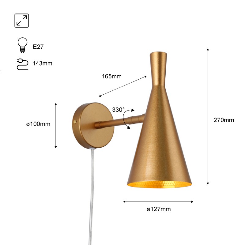 Plug-in adjustable wall light - E27