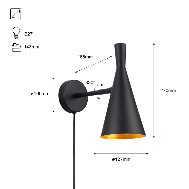 Plug-in adjustable wall light - E27