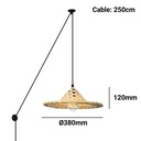 Adjustable wicker pendant lamp "Nona" - with switch and plug - E27