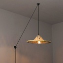 Adjustable wicker pendant lamp "Nona" - with switch and plug - E27