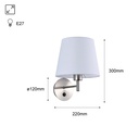 Wall light with shade and switch Classic "RIGA" - E27