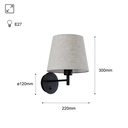 Wall light with shade and switch Classic "RIGA" - E27
