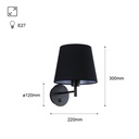 Wall light with shade and switch Classic "RIGA" - E27