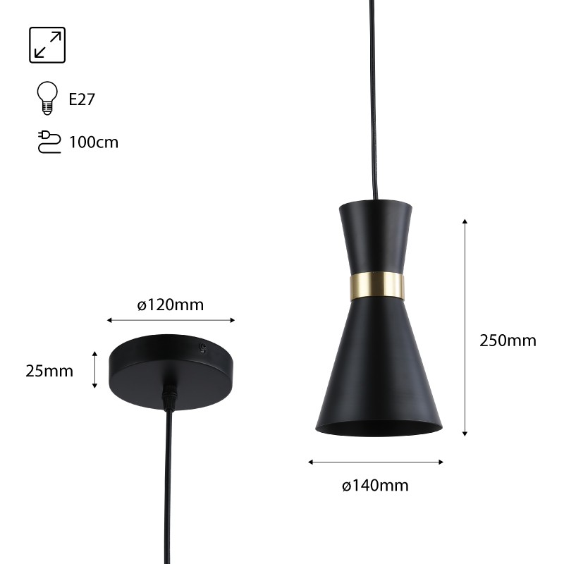 Nordic metal pendant light "Marlon" - E27