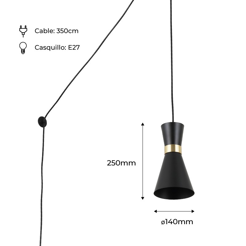 Plug-in metal pendant light "Mir" - E27
