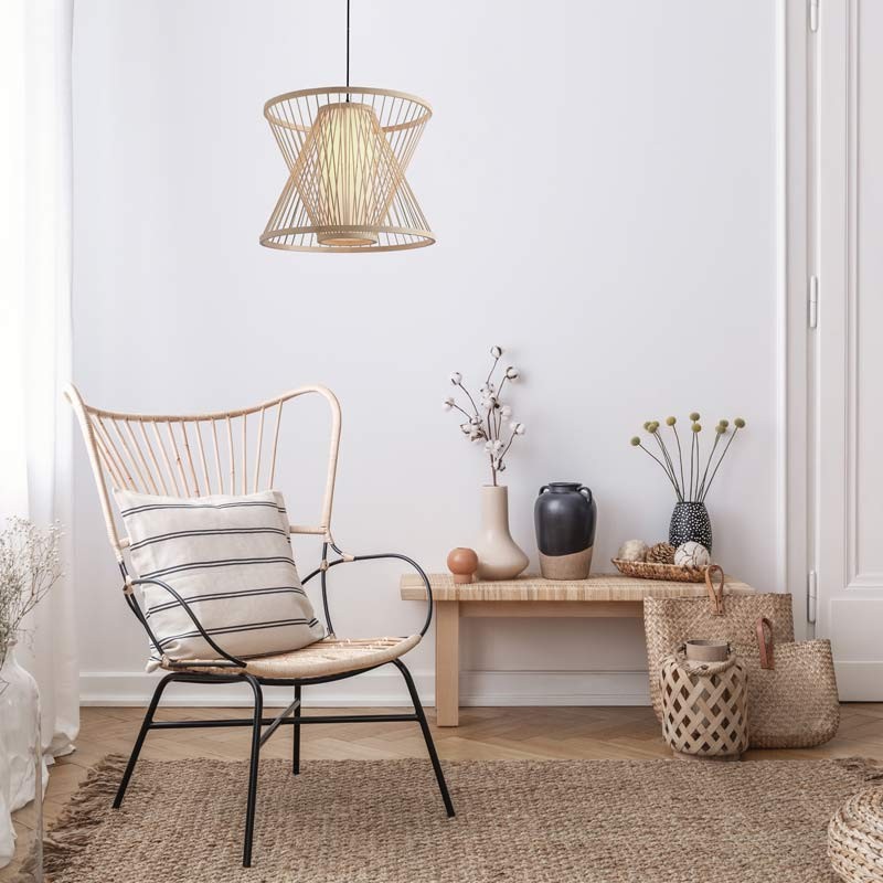 Japanese bamboo pendant lamp "Rise".