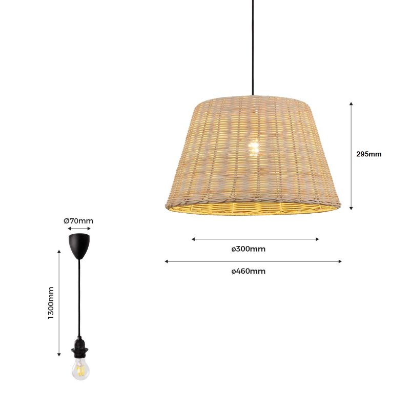 Wicker pendant lamp "Hank".