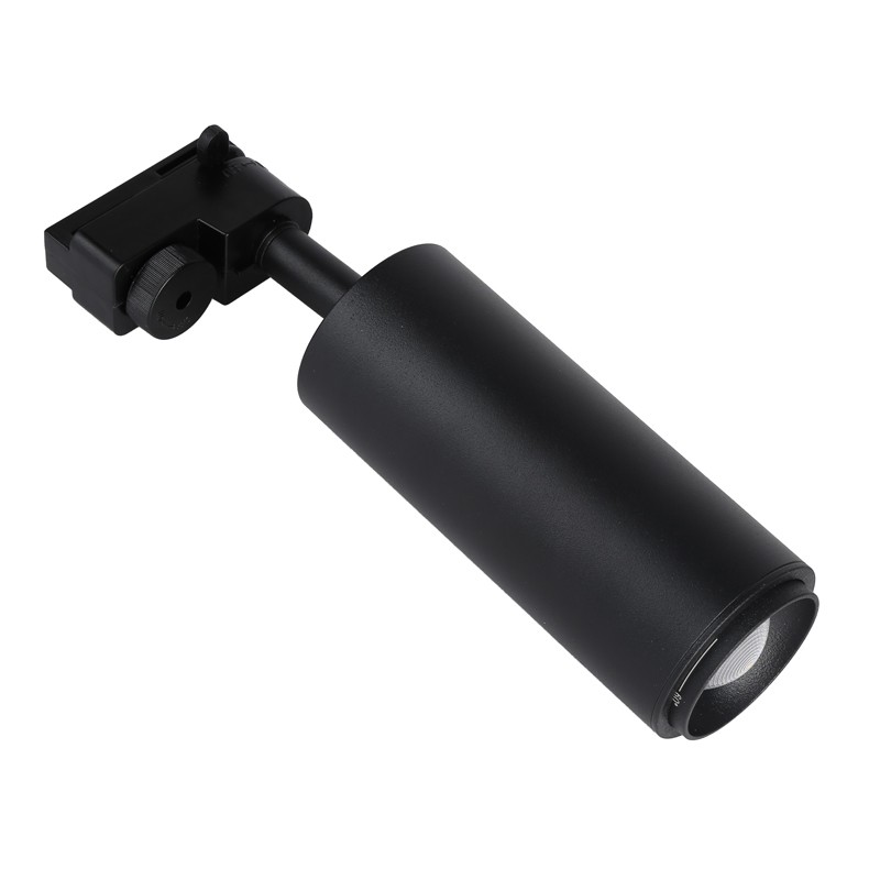 Single-phase track spotlight with adjustable light angle and 8W articulated spotlight in 2800K