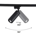 Single-phase track spotlight with adjustable light angle and 8W articulated spotlight in 2800K