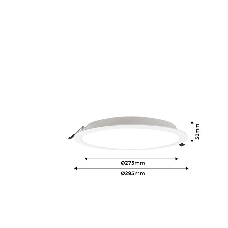 Recessed circular LED downlight 24W cut-off Ø275mm