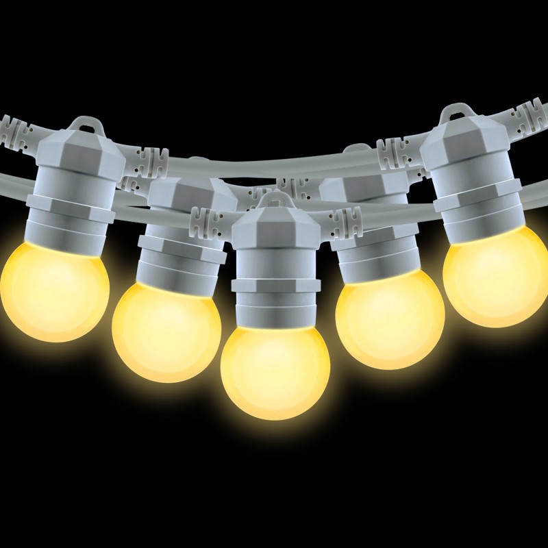 Outdoor light garland kit 10 meters + 10 LED bulbs E27 1W - Warm white