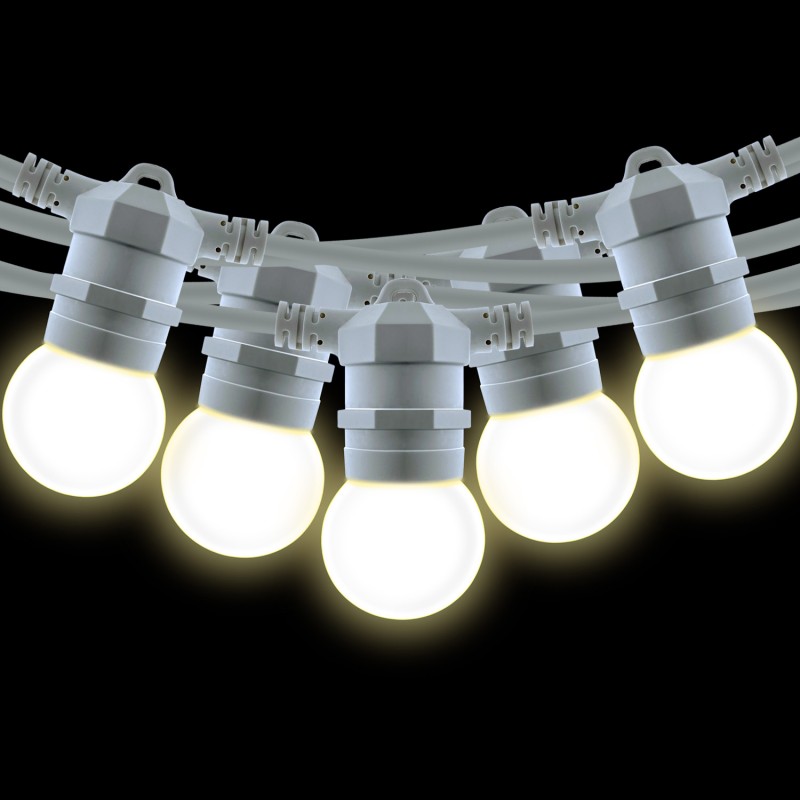 Outdoor light garland kit 10 meters + 10 LED bulbs E27 1W - Warm white