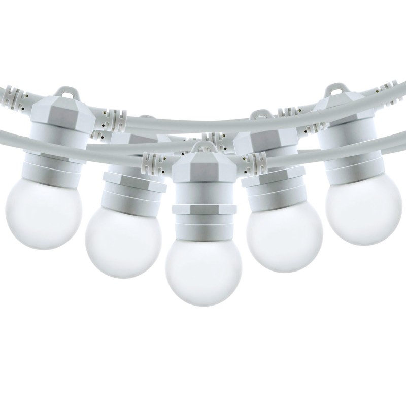 Outdoor light garland kit 10 meters + 10 LED bulbs E27 1W - Warm white