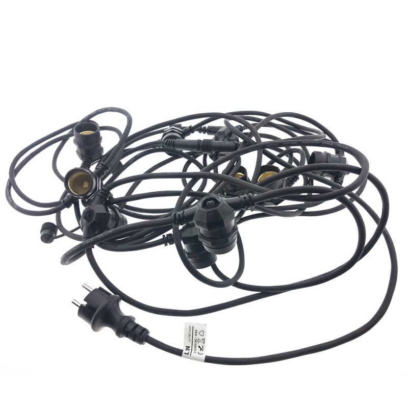 Outdoor light garland kit 10 meters + 10 LED bulbs E27 1W - Warm white
