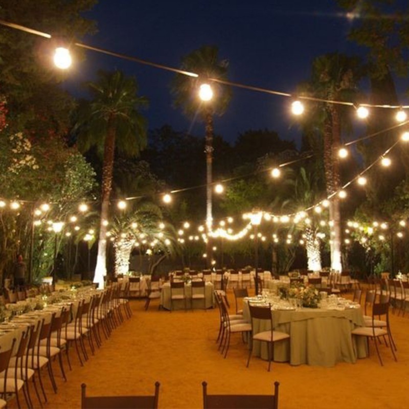 Outdoor light garland kit 10 meters + 10 LED bulbs E27 1W - Warm white