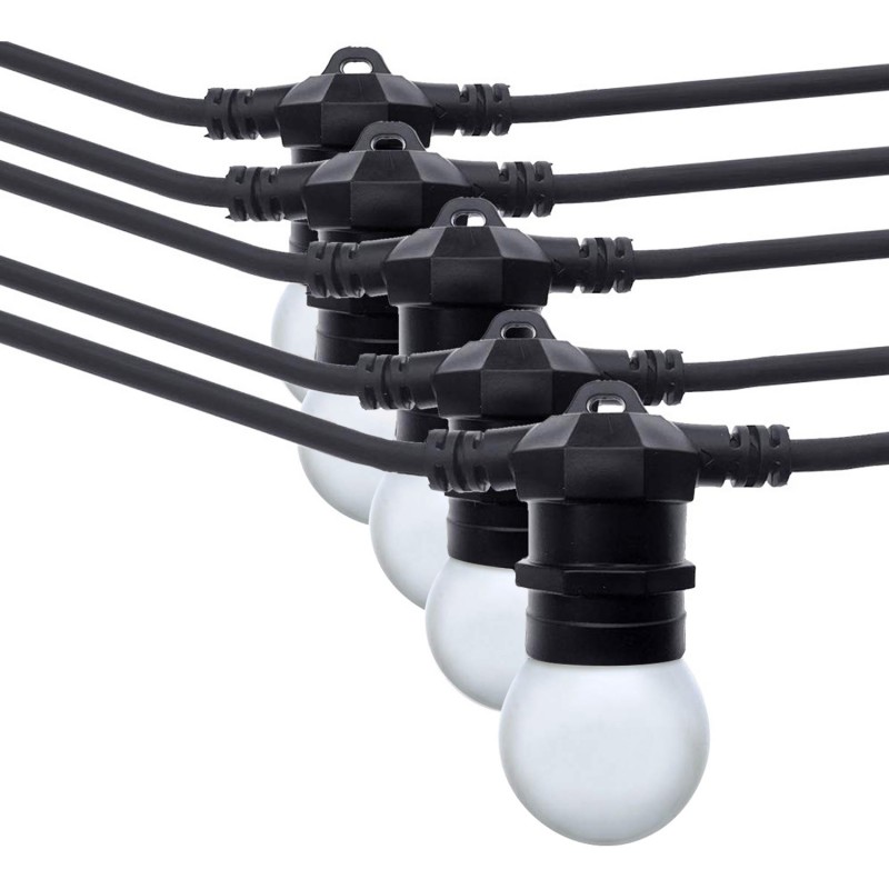 Outdoor light garland kit 10 meters + 10 LED bulbs E27 1W - Warm white