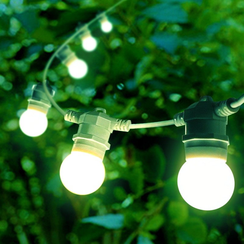 Outdoor light garland kit 10 meters + 10 LED bulbs E27 1W - Warm white