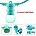Outdoor light garland kit 10 meters + 10 LED bulbs E27 1W - Warm white