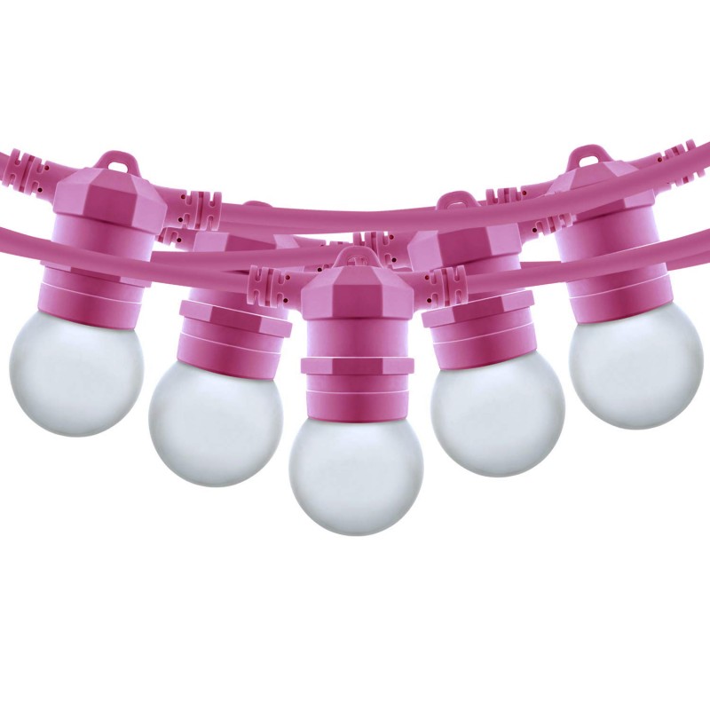 Outdoor light garland kit 10 meters + 10 LED bulbs E27 1W - Warm white