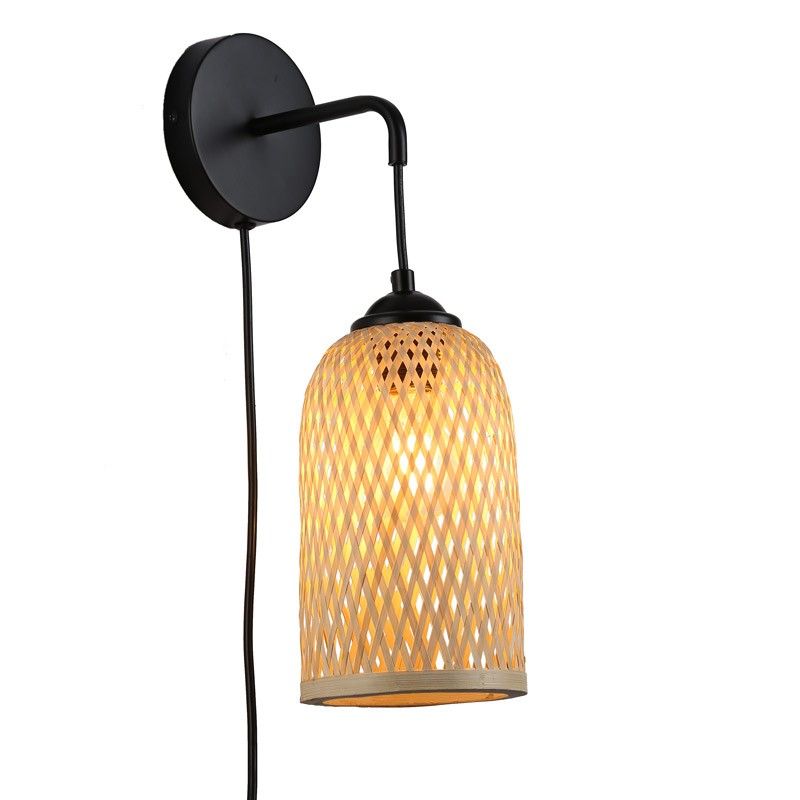 Wicker wall sconce with plug "Frida" E27