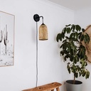 Wicker wall sconce with plug "Frida" E27