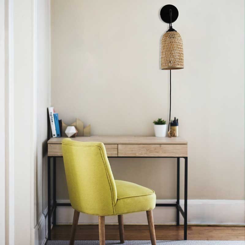 Wicker wall sconce with plug "Frida" E27