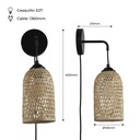 Wicker wall sconce with plug "Frida" E27