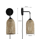 Wicker wall sconce with plug "Frida" E27