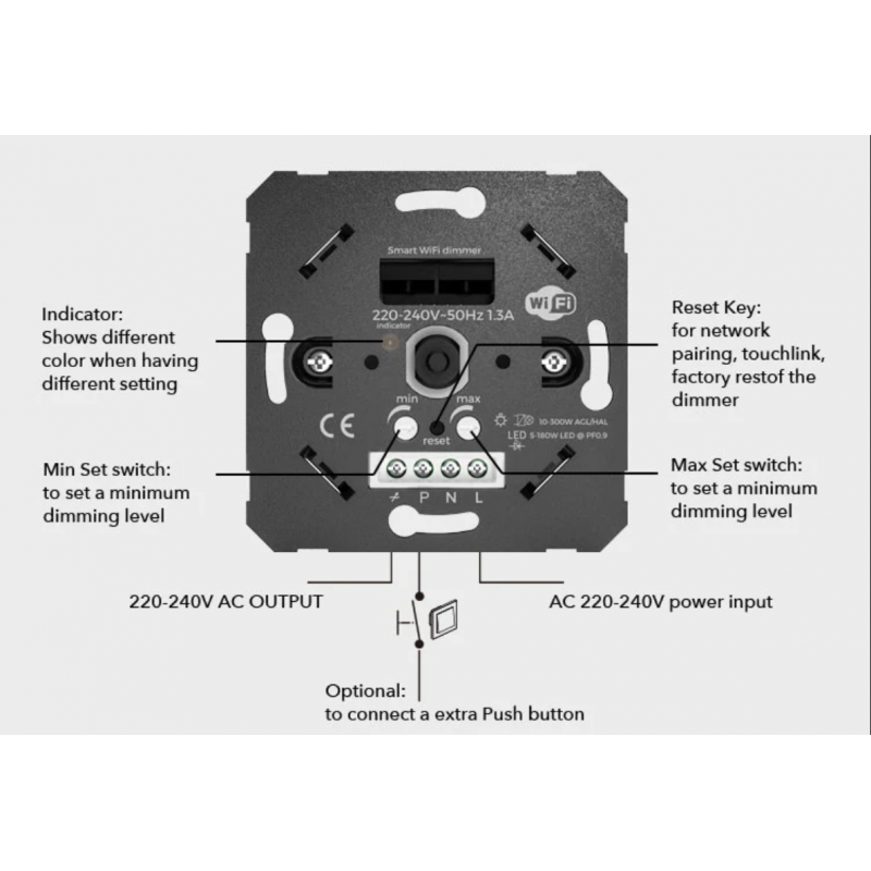 Smart WIFI Dimmer 200W On/Off Function