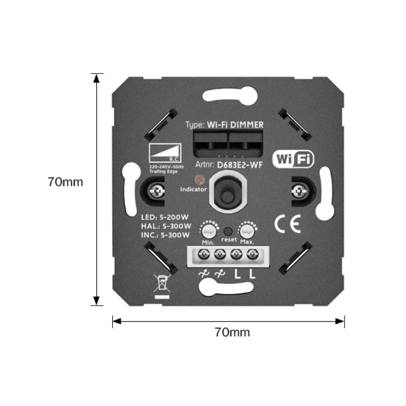 Smart WIFI Dimmer 200W On/Off Function