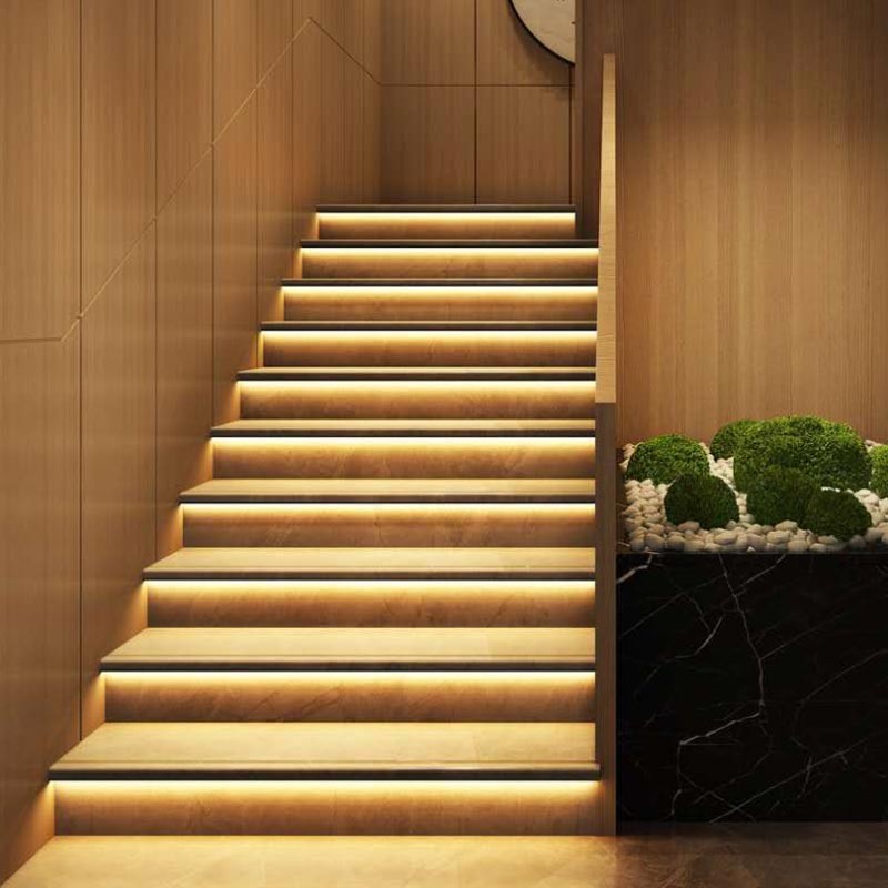 Step integration profile for LED strip up to 12 mm