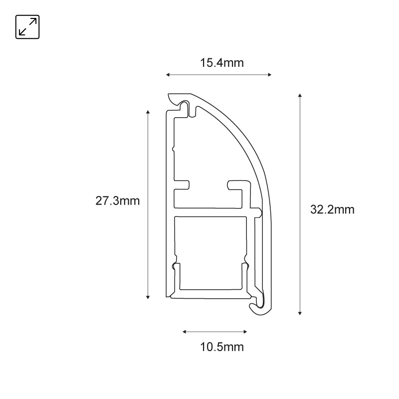 Aluminum profile for LED strip 15.4x32.2mm (2m)