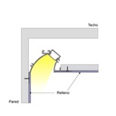 LED strip profile integration / corner trimless - Washer effect - 59 x 72mm - With diffuser - 2 meters