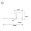 LED strip profile integration / trimless - One fin - 14x35mm - With diffuser - 2 meters