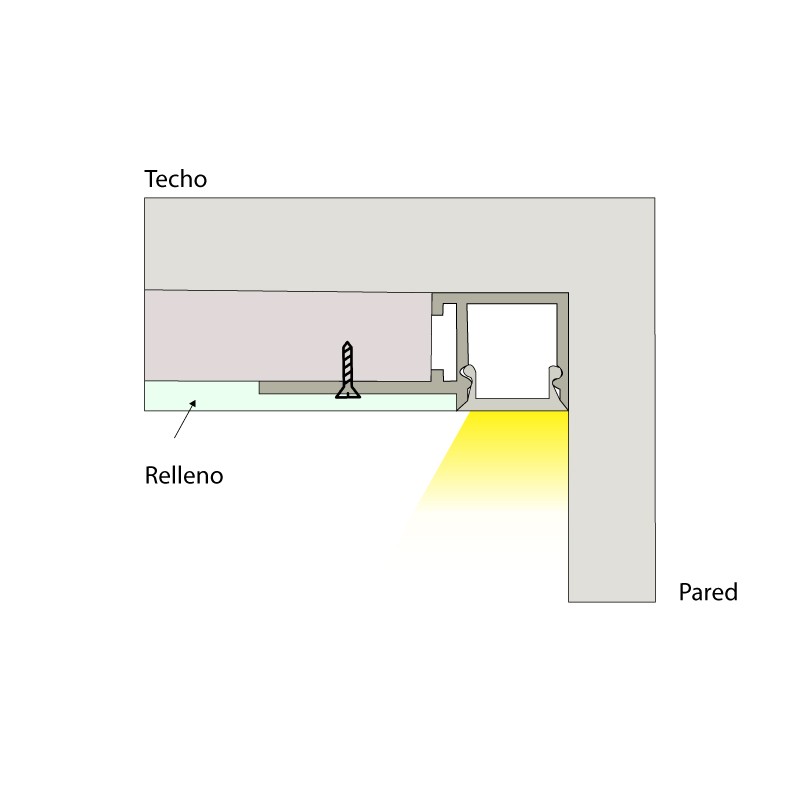 LED strip profile integration / trimless - One fin - 14x35mm - With diffuser - 2 meters