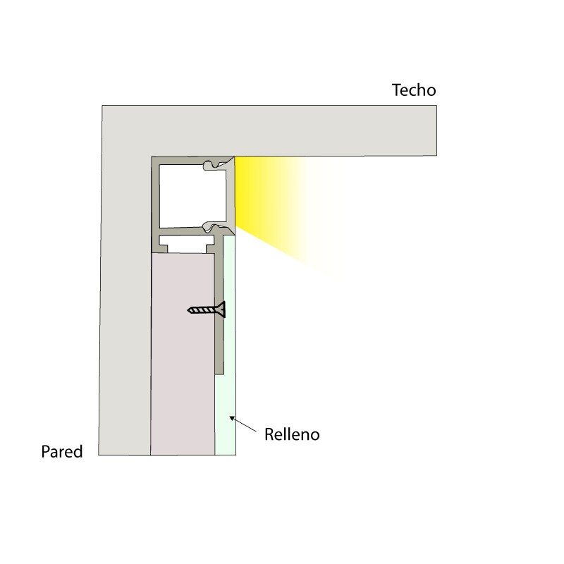 LED strip profile integration / trimless - One fin - 14x35mm - With diffuser - 2 meters