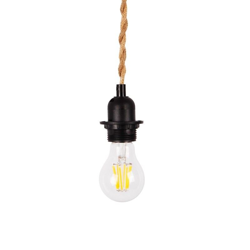 Wood and rope pendant lamp for bulb E27 130cm