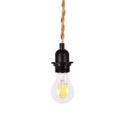 Wood and rope pendant lamp for bulb E27 130cm